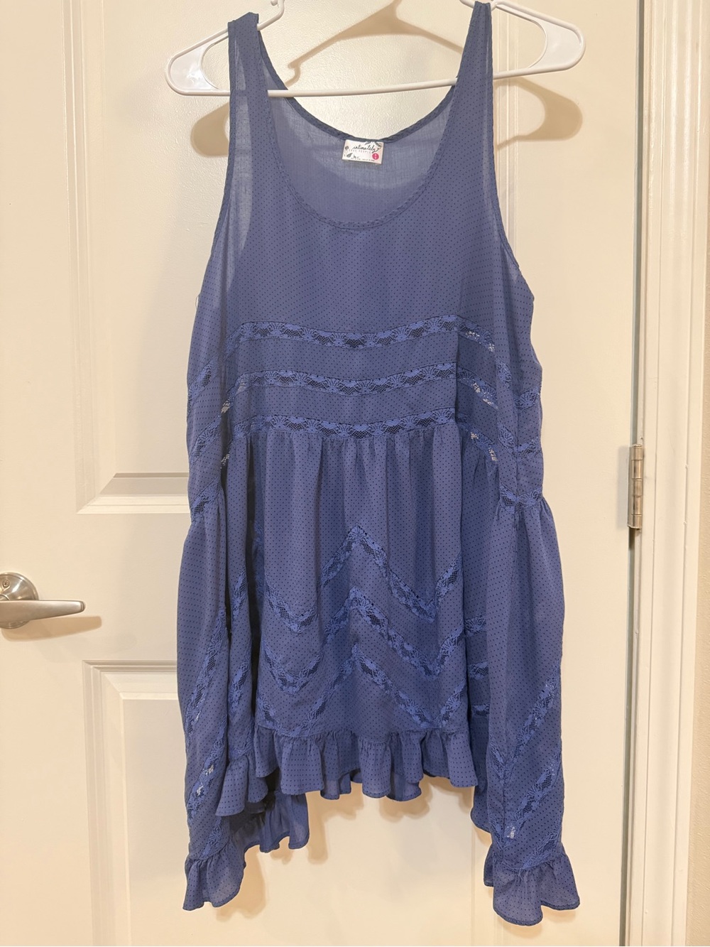 Free People Periwinkle Lace-Trim Swing Tank